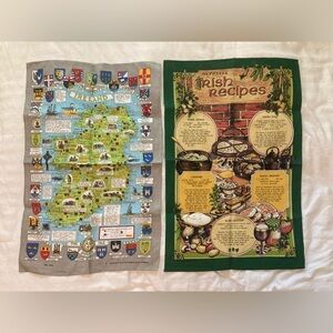 2 Irish Linen Kitchen Tea Towels Ulster Weavers Mint Condition